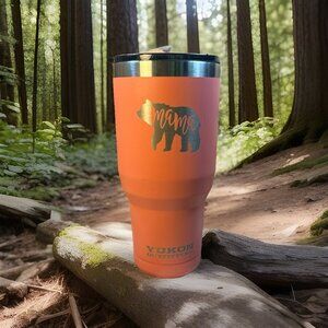 Yukon Outfitters 32oz Tumbler Coral Pink Mama Bear stainless steel tumbler & Lid